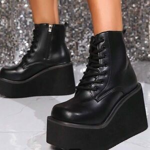 Black Platform Ankle Boots